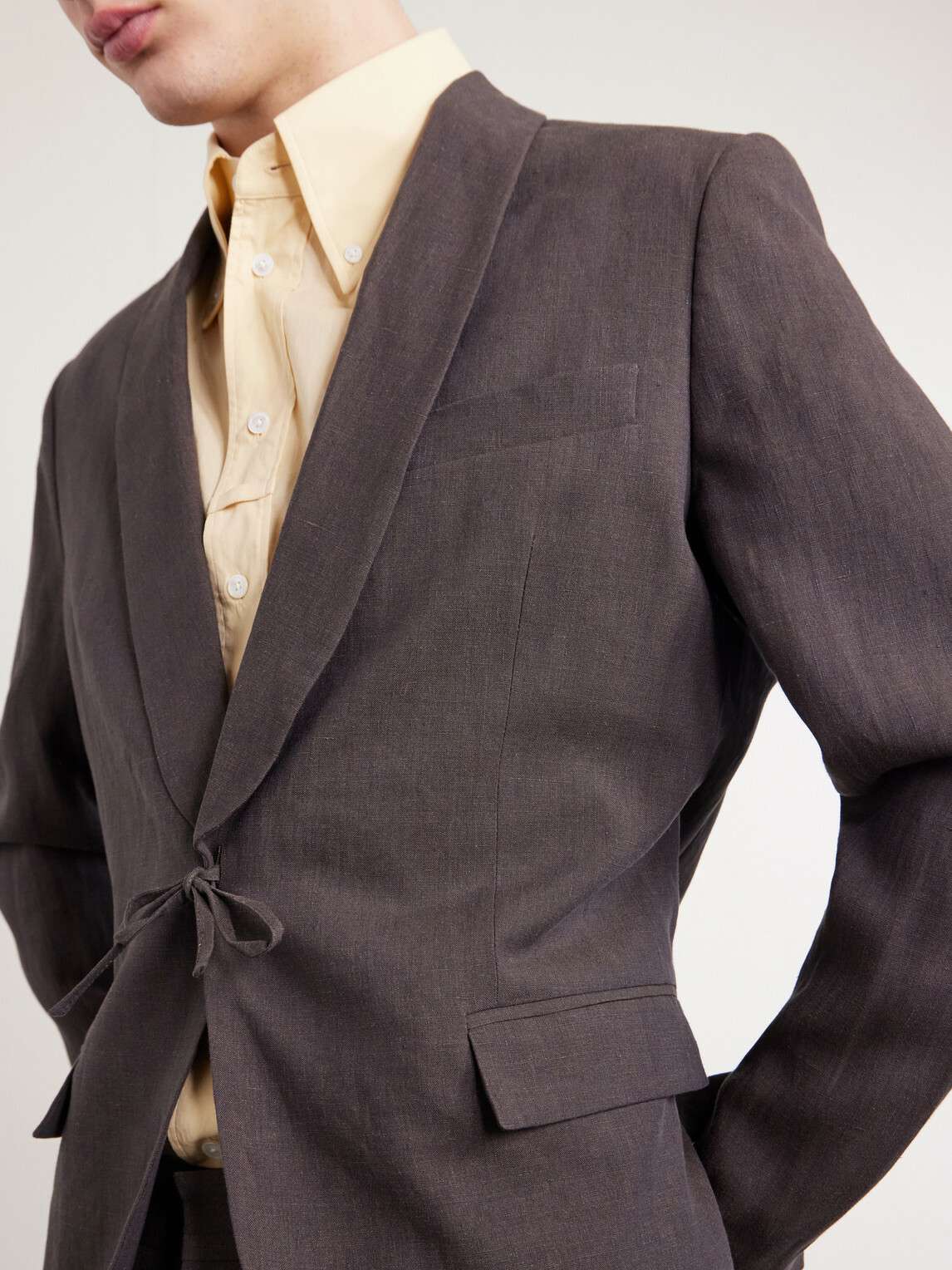 A Kind Of Guise - Shinji Shawl-Collar Linen Suit Jacket - Brown