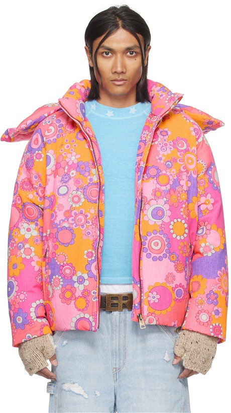 Photo: ERL Pink Floral Down Jacket