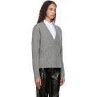 Tibi Grey Eco Tweedy V-Neck Sweater