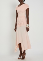 DE LA Vali Hela Ruched Stretch-jersey Midi Dress Light Pink