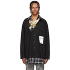 Miharayasuhiro Black Layered Scarf Shirt