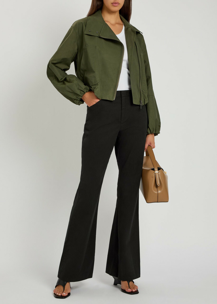 Vince Flared-leg Stretch-cotton Trousers Black