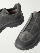 Zegna - Triple Stitch™ Monte Rubber-Trimmed Suede Slip-On Sneakers - Gray