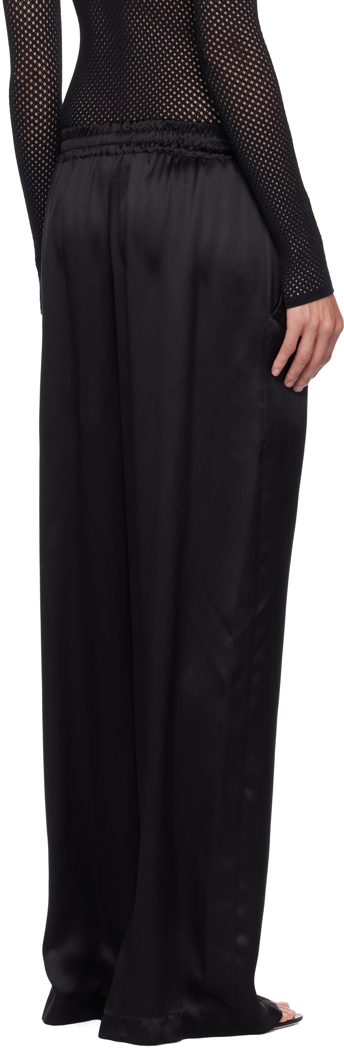 WARDROBE.NYC Black Satin Pajama Trousers