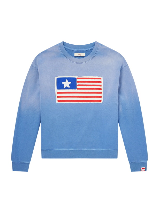 Photo: Cherry Los Angeles - Embroidered Cotton-Jersey Sweater - Blue