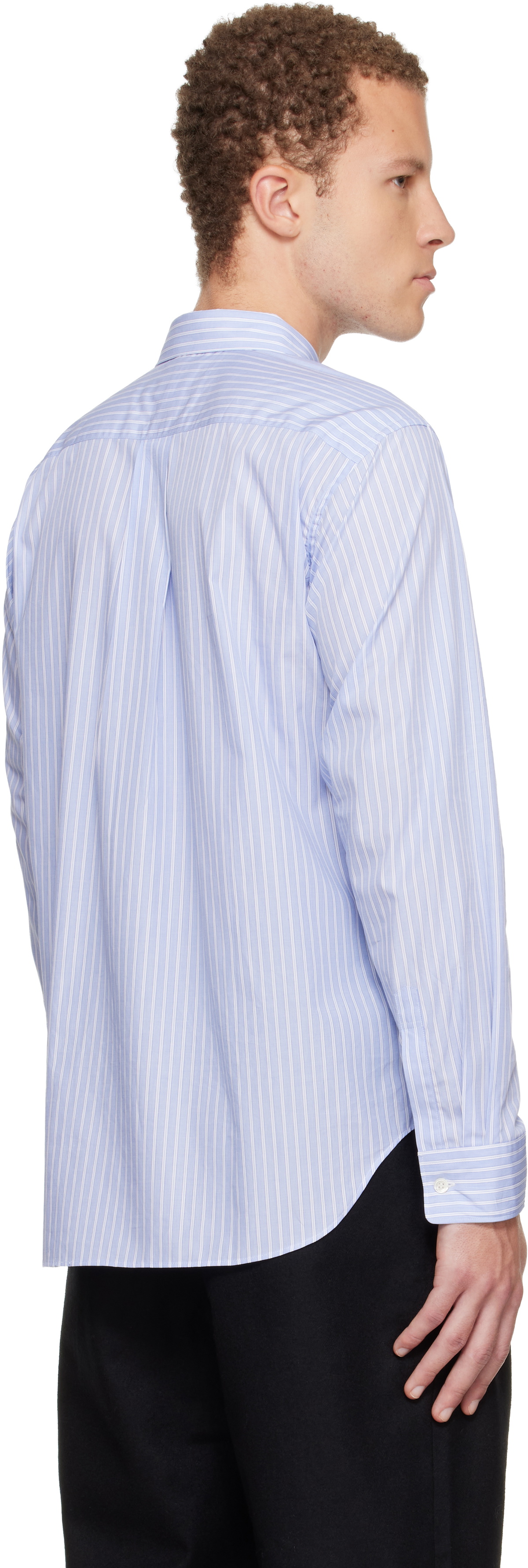 Comme des Garçons Homme Deux Blue Cotton Stripe Rose Front Shirt