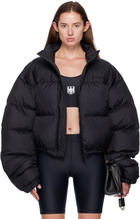 VETEMENTS Black Double Logo Boxy Down Jacket