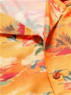 Nudie Jeans - Arvid Convertible-Collar Printed TENCEL™ Lyocell Shirt - Orange