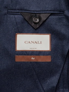 Canali - Kei Unstructured Double-Breasted 120s Wool-Flannel Suit Jacket - Blue