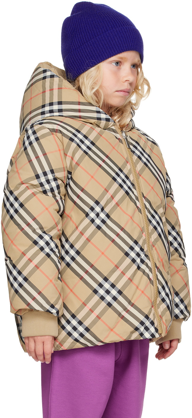 Burberry Kids Beige Check Reversible Down Jacket