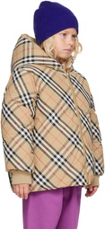 Burberry Kids Beige Check Reversible Down Jacket