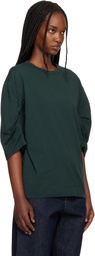 Dries Van Noten Green Pleated Sleeve T-shirt