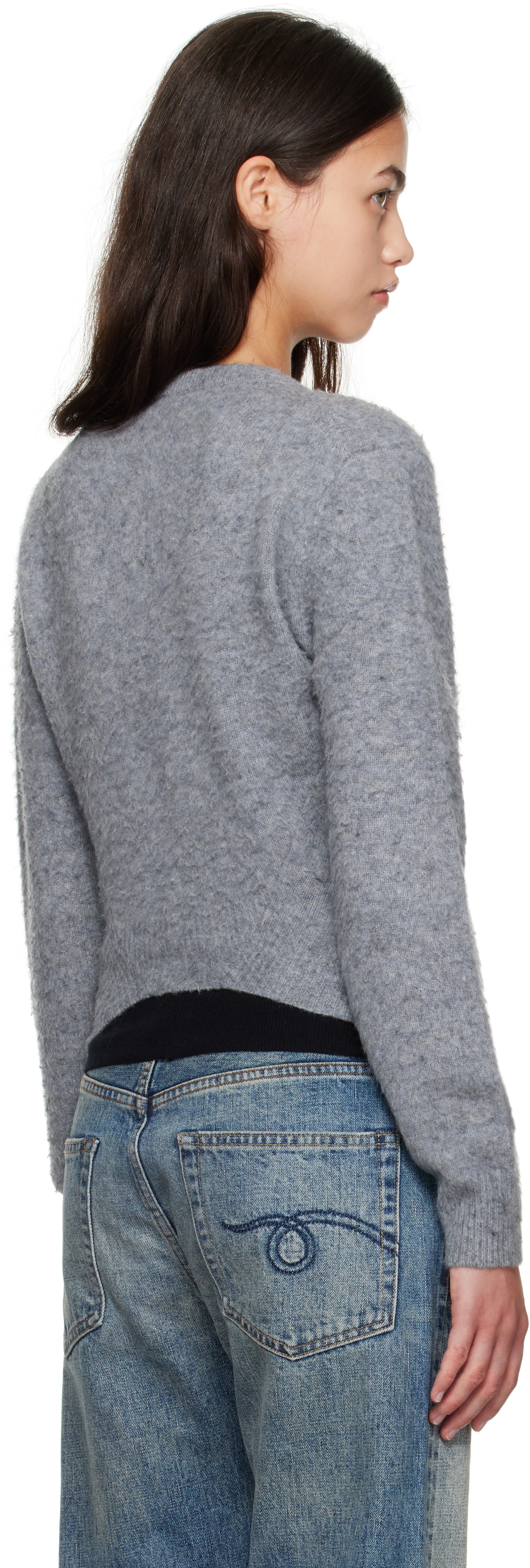 R13 Gray Split Hem Cardigan