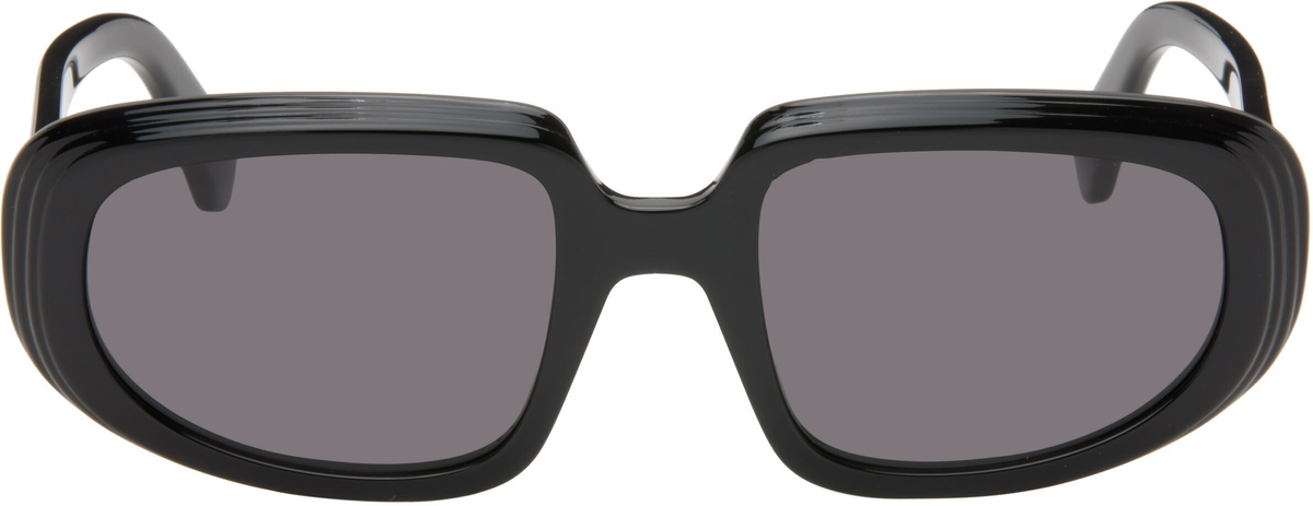 LOEWE Black Mini Anagram Steps Rectangle Sunglasses