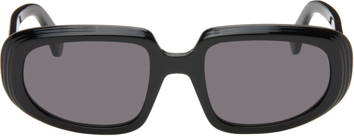 Photo: LOEWE Black Mini Anagram Steps Rectangle Sunglasses
