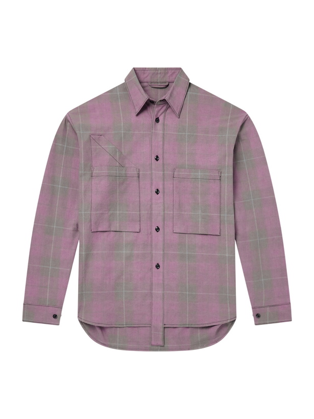 Photo: Monitaly - Double Pocket Checked Cotton Shirt - Purple