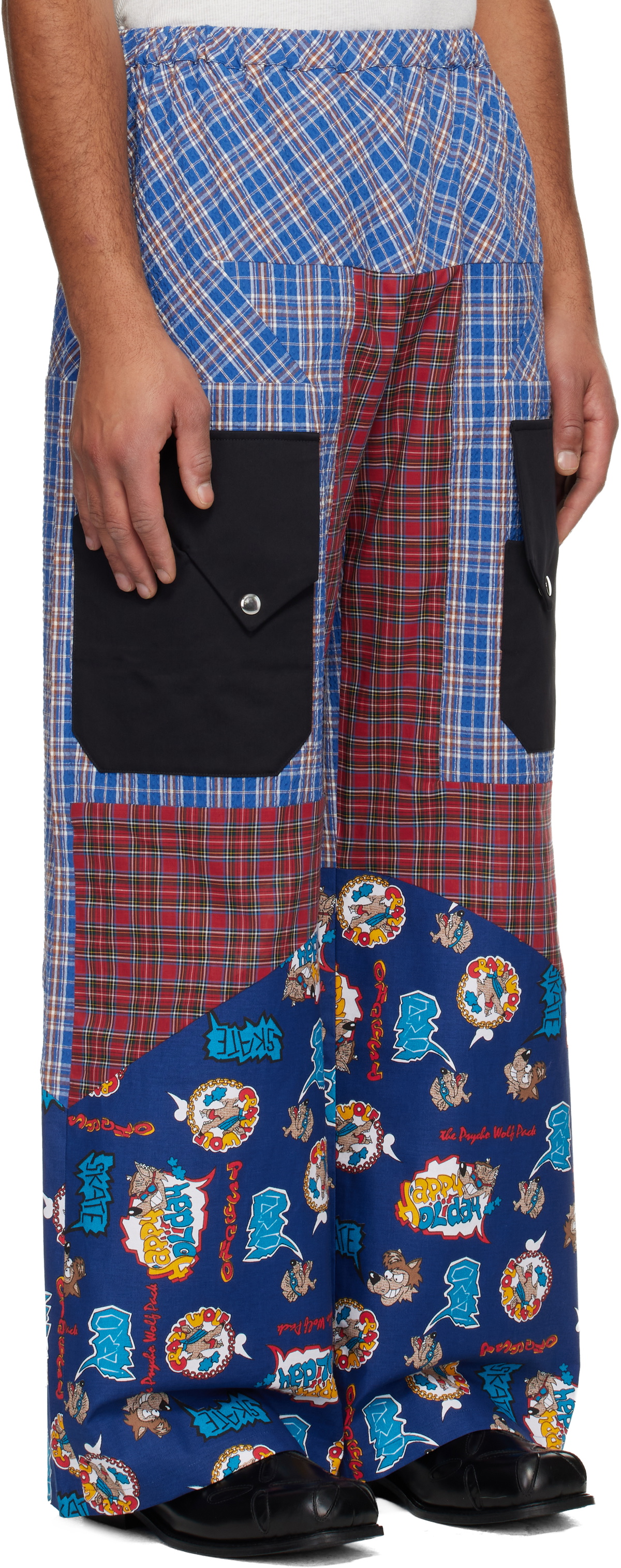 Chopova Lowena Blue & Red Cartoon Vega Trousers