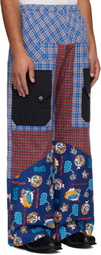 Chopova Lowena Blue & Red Cartoon Vega Trousers