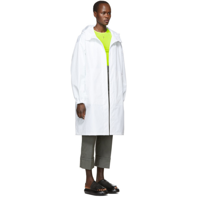 Helmut Lang White Recycled Hooded Rain Coat Helmut Lang