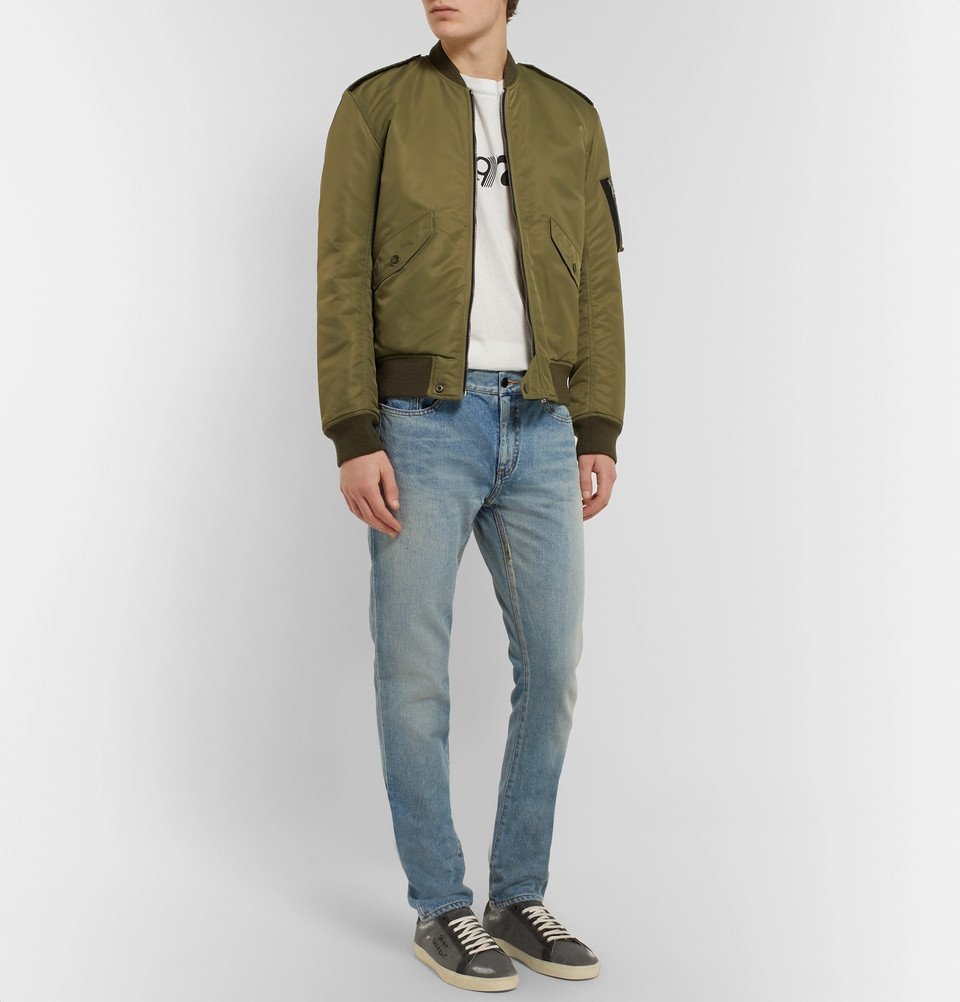 Saint Laurent - SL/06 Suede-Trimmed Distressed Coated-Canvas Sneakers - Men - Gray