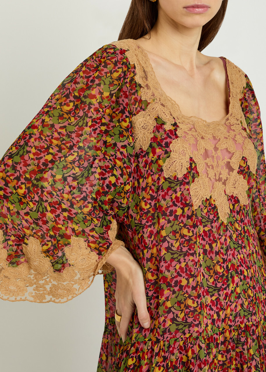 Bode Confetti Floral Silk Mini Dress Multicoloured 1