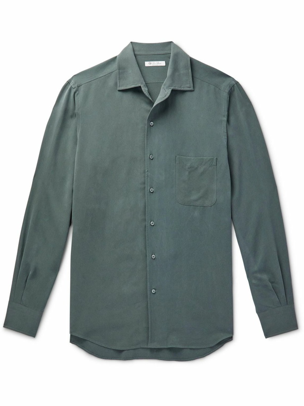 Photo: Loro Piana - Classic Collar Garment-Dyed Silk Shirt - Green