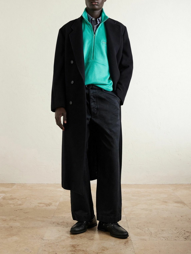 Photo: Auralee - Silk-Fleece Half-Zip Sweatshirt - Green