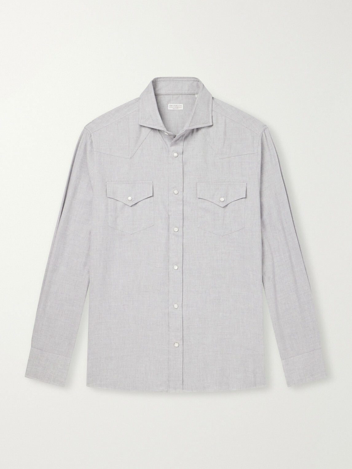 Brunello Cucinelli - Cotton-Flannel Western Shirt - Gray
