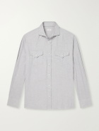 Brunello Cucinelli - Cotton-Flannel Western Shirt - Gray