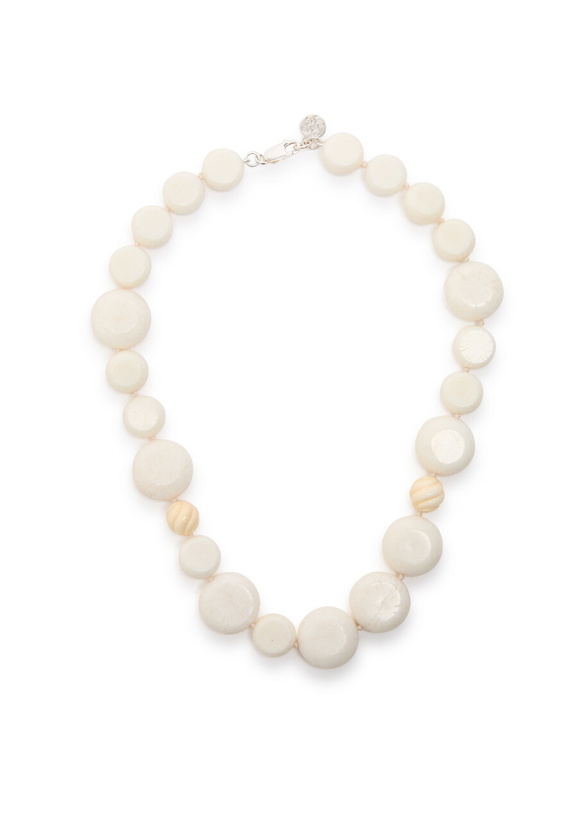 Photo: Sapir Bachar Carved Coral Sterling Silver Necklace - White - One Size