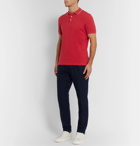 Brunello Cucinelli - Contrast-Tipped Cotton-Piqué Polo Shirt - Red
