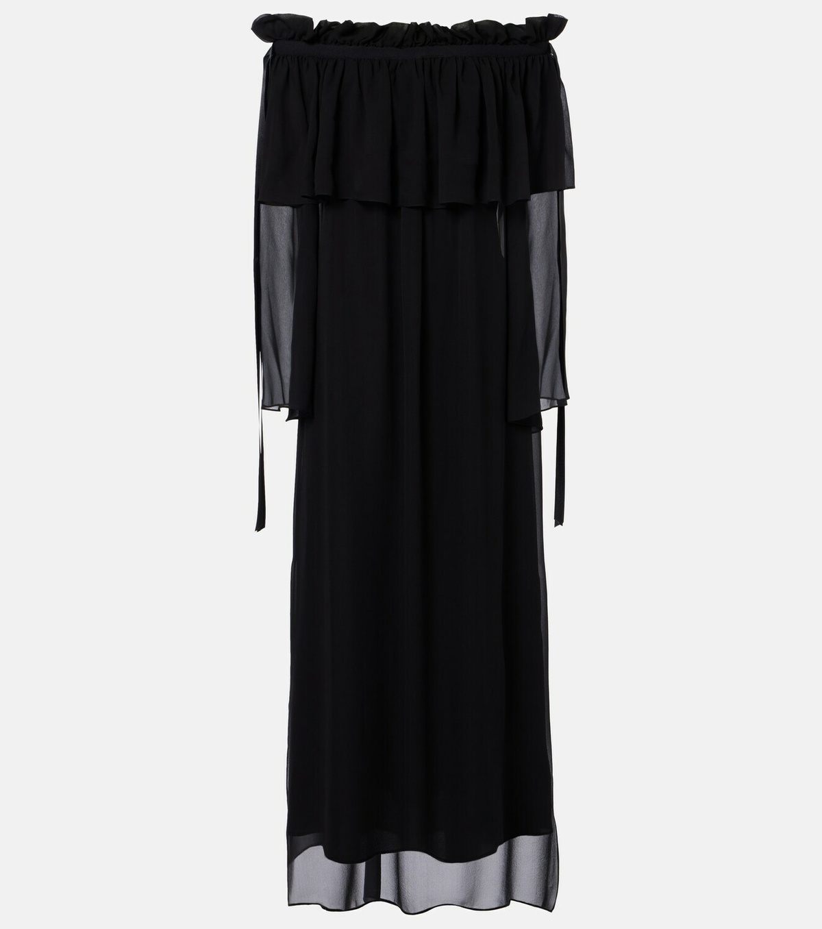 Nina Ricci Gathered sheer silk maxi dress
