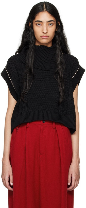 Photo: Y's Black Aran Vest
