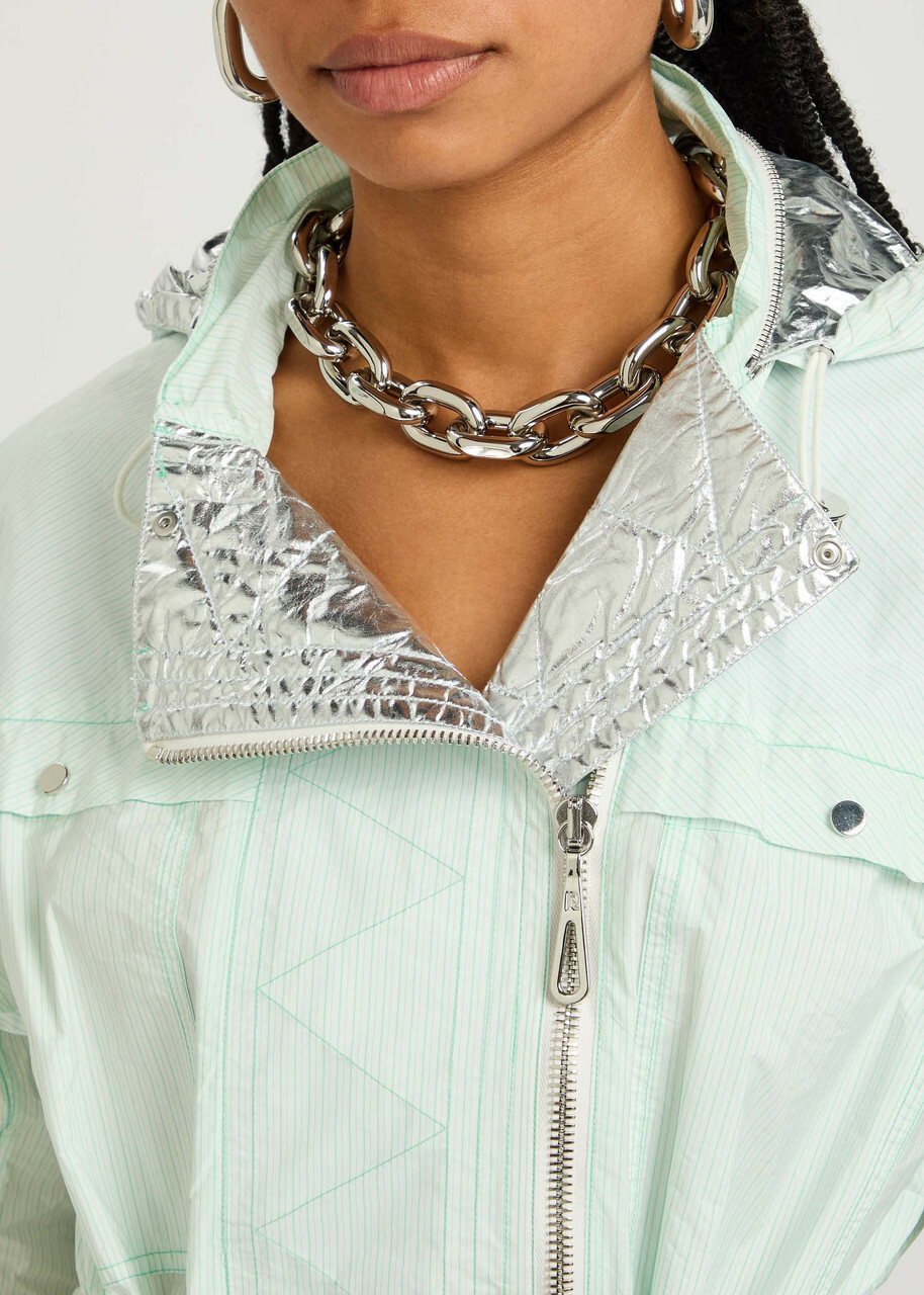 Rabanne Pinstriped Shell Jacket White