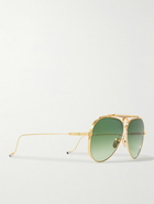 Jacques Marie Mage - Diamond Cross Ranch Aviator-Style Gold-Tone Sunglasses