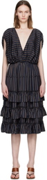 Dries Van Noten Navy Ruffled Midi Dress