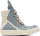 Rick Owens Blue & White Porterville Jumbolaced Geobasket Sneakers