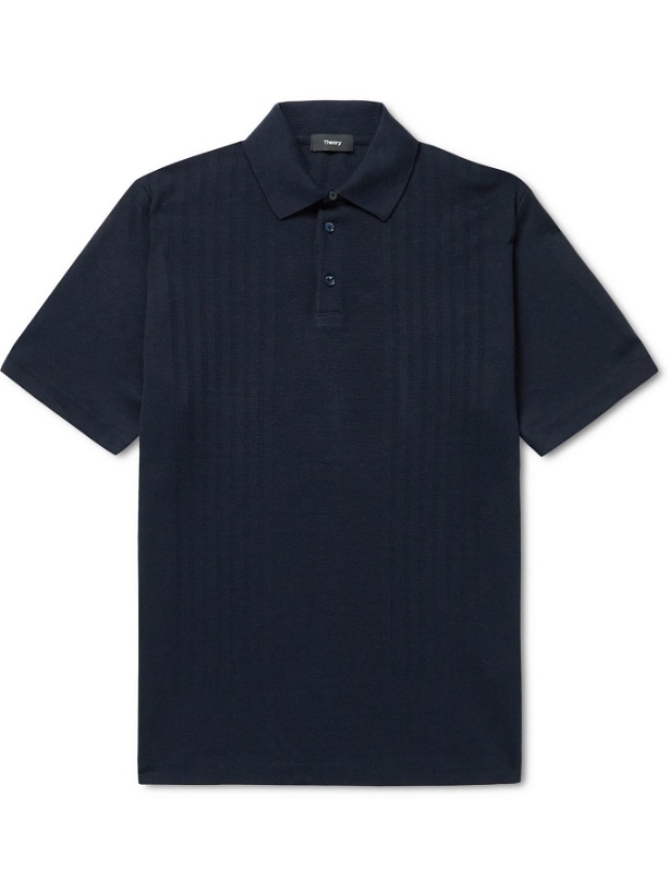 Photo: Theory - Coleson Striped Cotton Polo Shirt - Blue