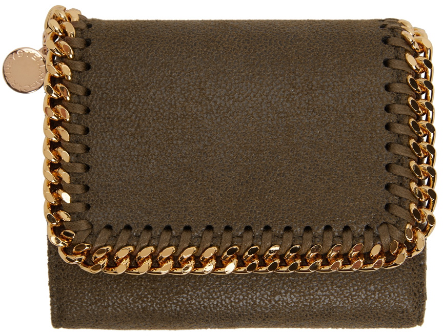 Stella McCartney Khaki Small Falabella Flap Wallet Stella McCartney