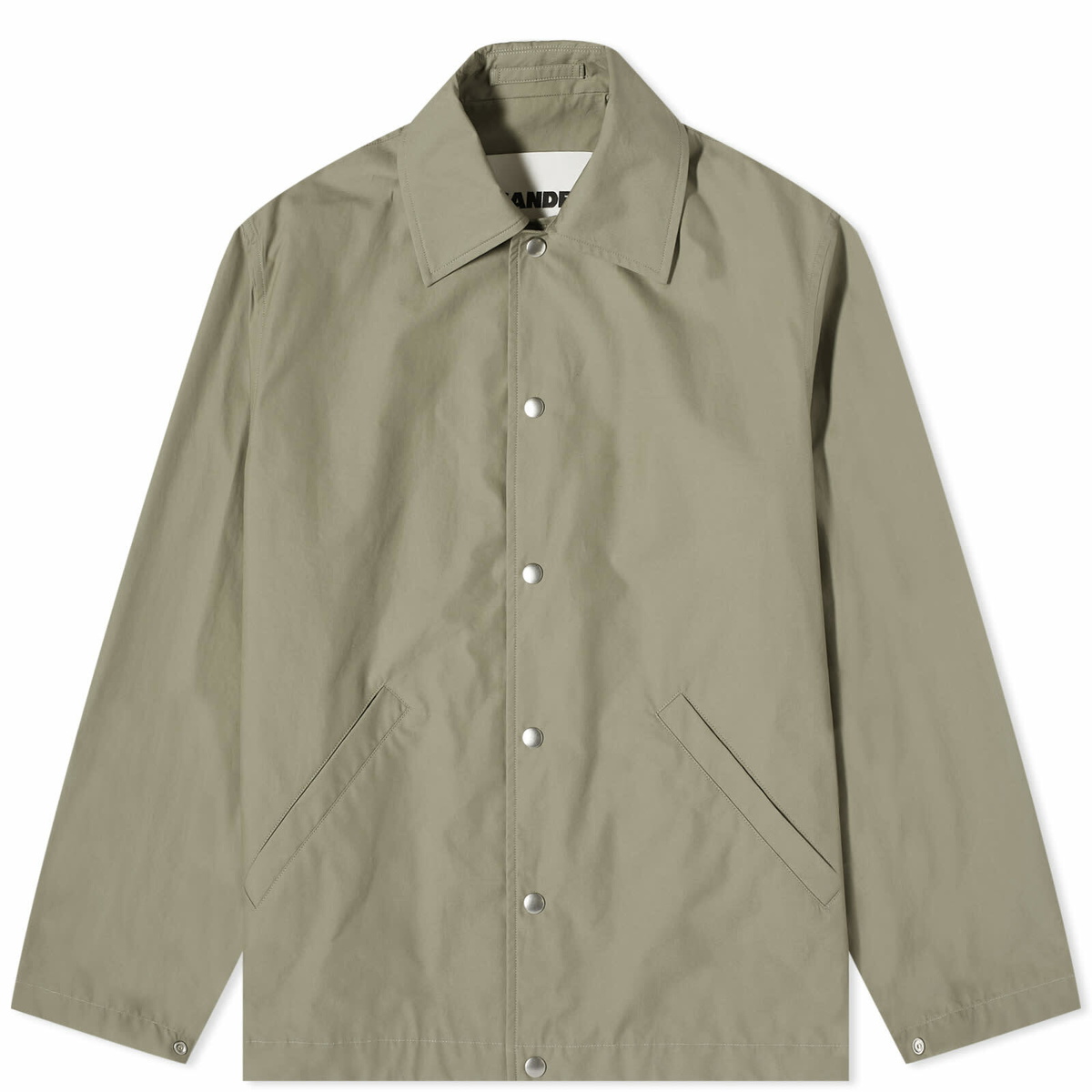 Jil Sander Men's Back Logo Coach Jacket in Medium Green Jil Sander