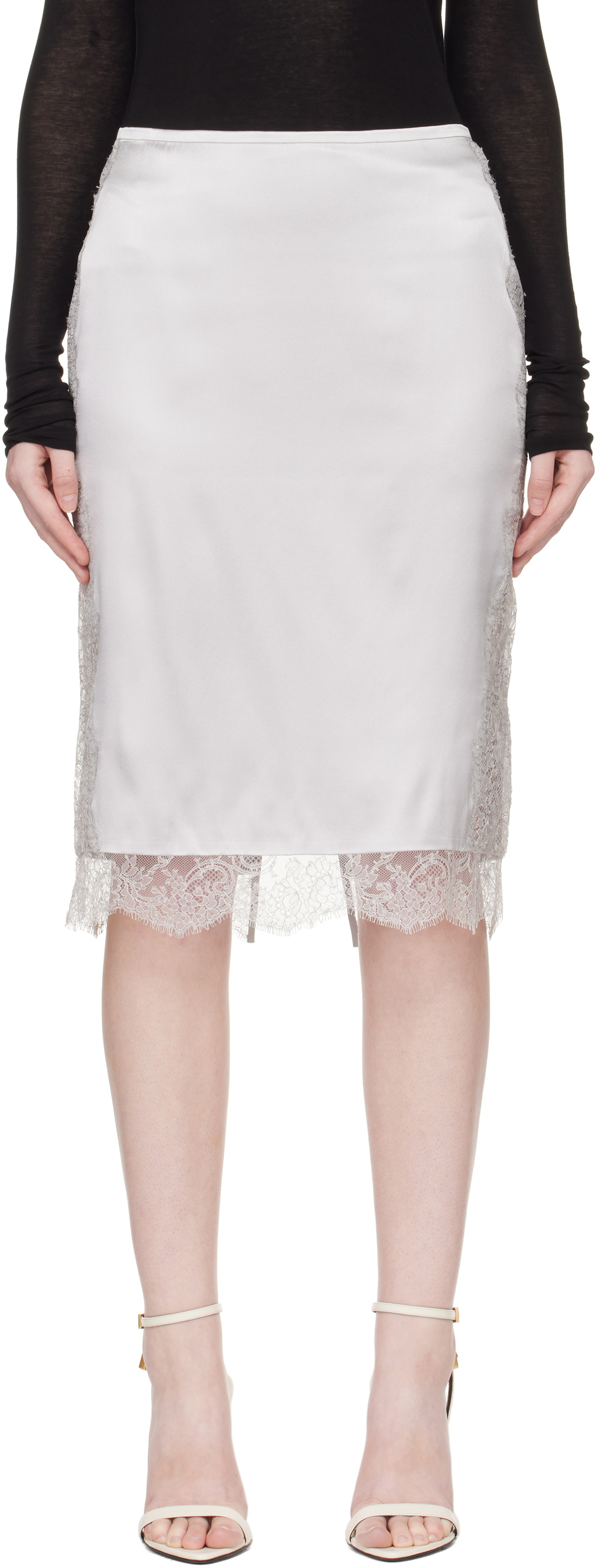 TOM FORD Silver Knee-Length Midi Skirt