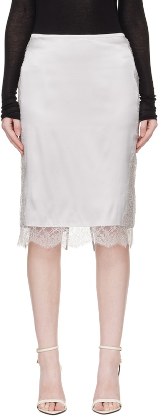 Photo: TOM FORD Silver Knee-Length Midi Skirt