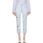 Stella McCartney Blue Metallic Stars Boyfriend Jeans