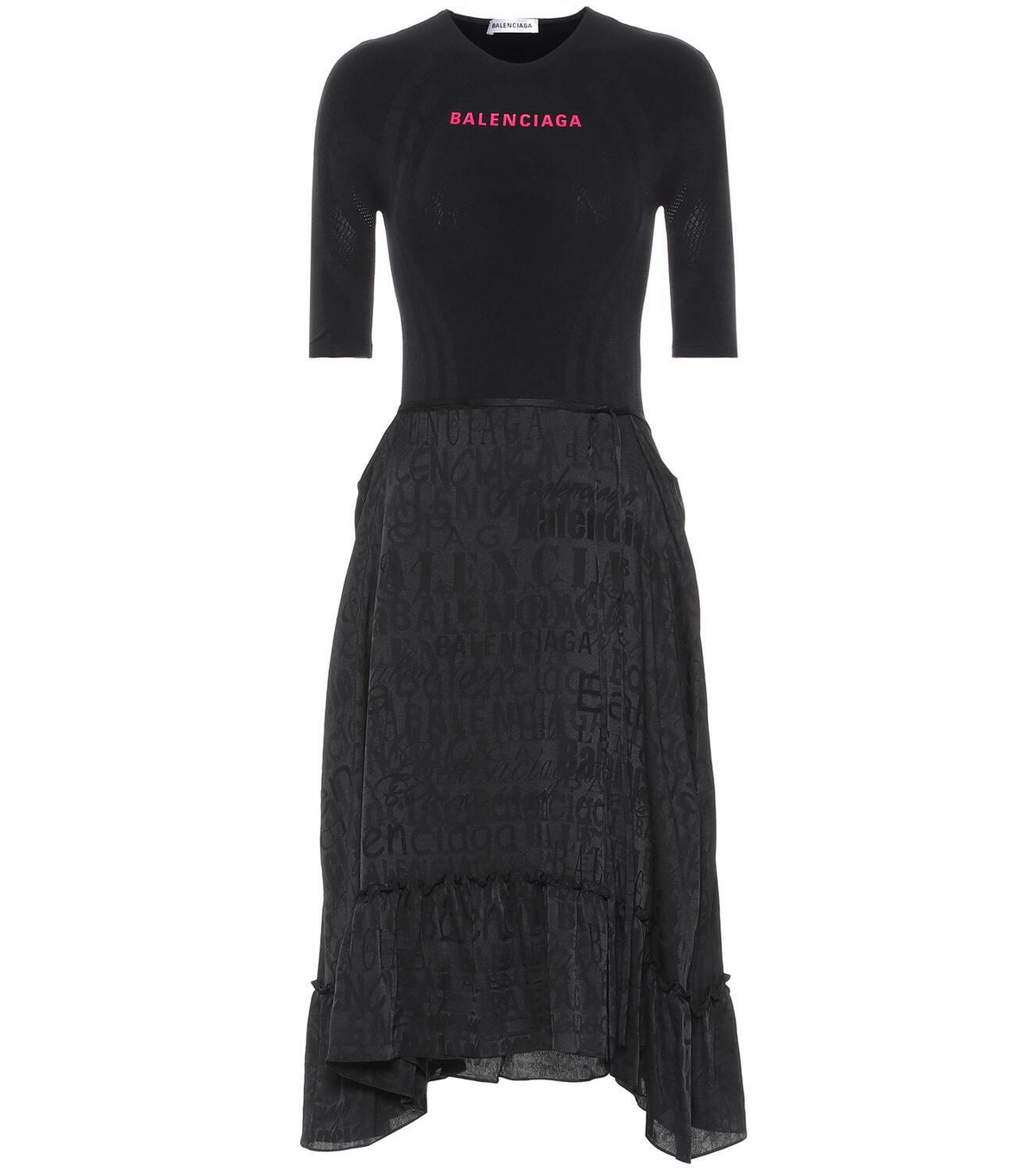 Balenciaga Black Monogram Midi Dress