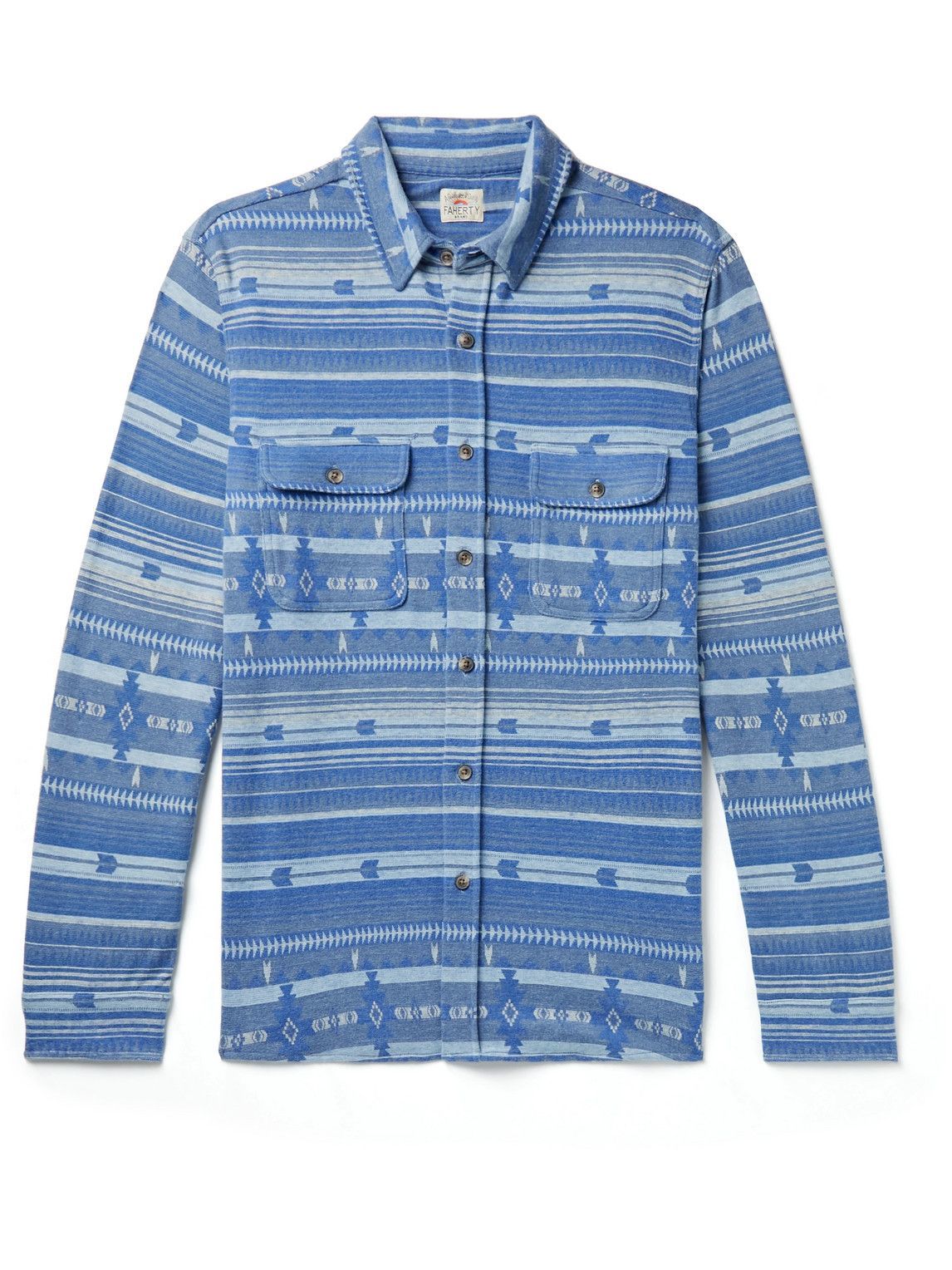 Faherty - Doug Good Feather Legend Stretch-Flannel Jacquard Shirt ...