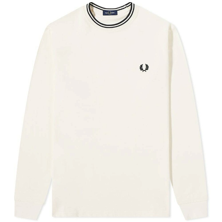 Photo: Fred Perry Authentic Men's Long Sleeve Twin Tipped T-Shirt in Ecru
