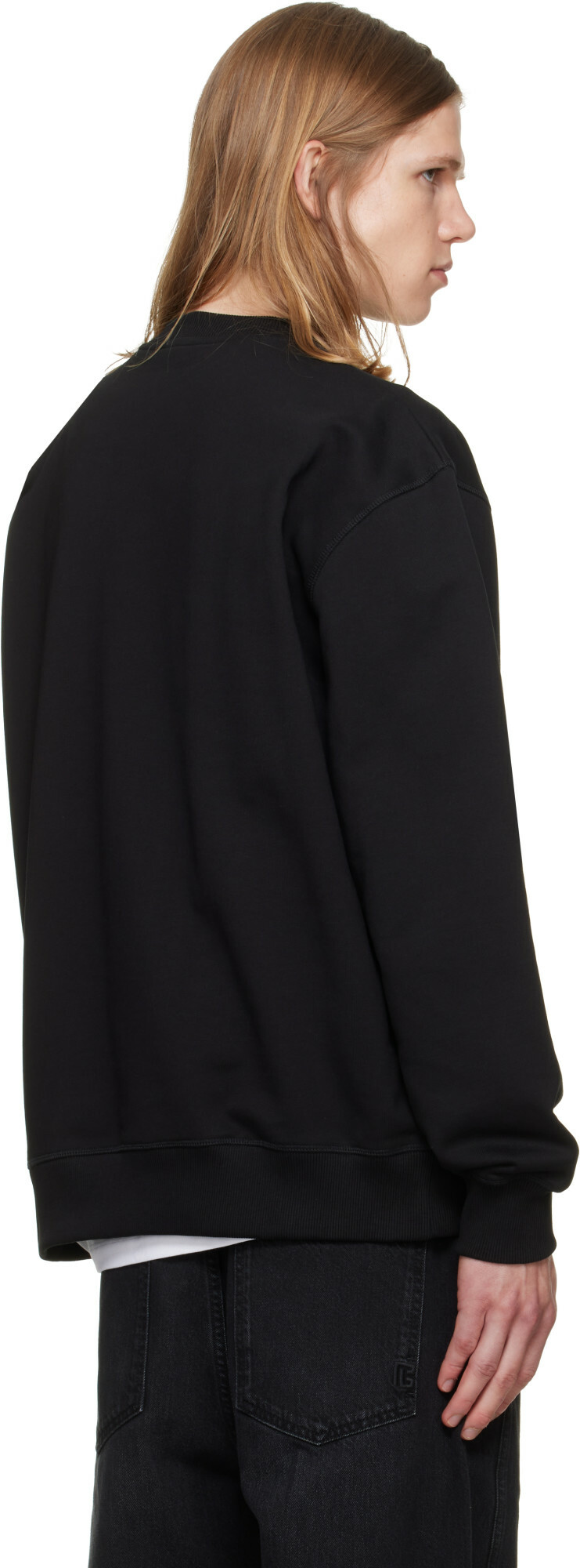 BALMAIN Black 'Balmain' Quilted Flock Sweatshirt