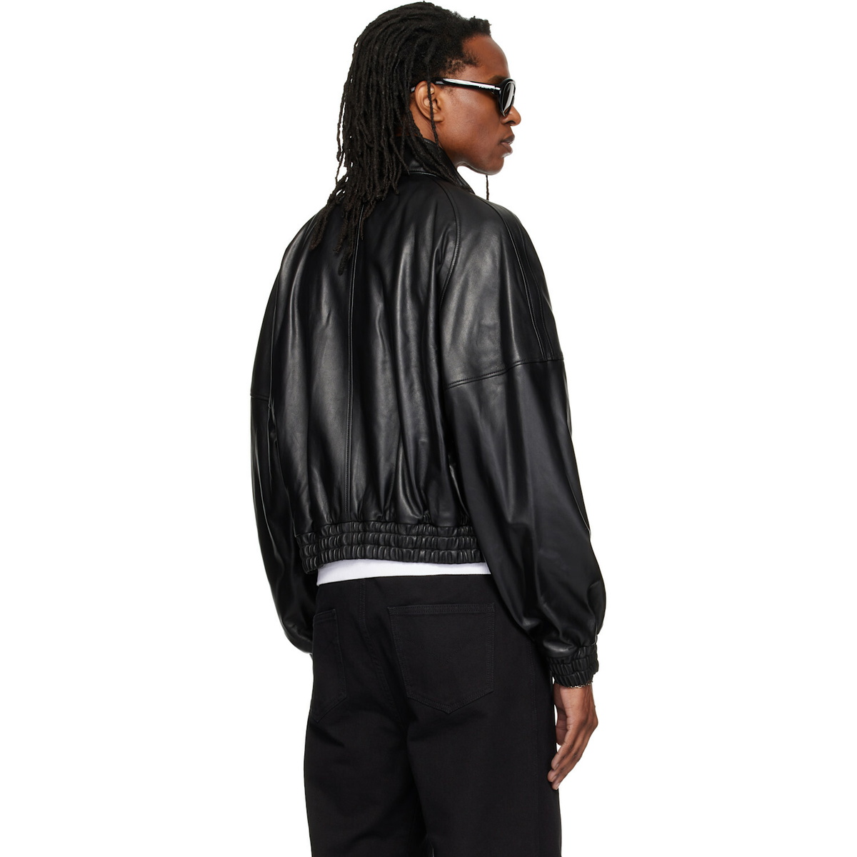 LU'U DAN Black Blouson Leather Jacket