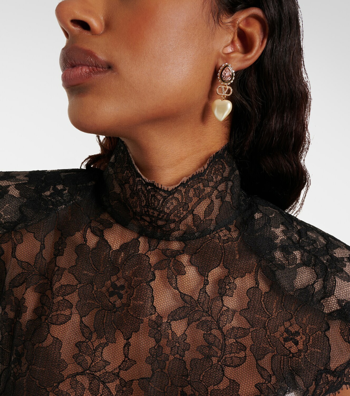 Valentino VLogo embellished drop earrings