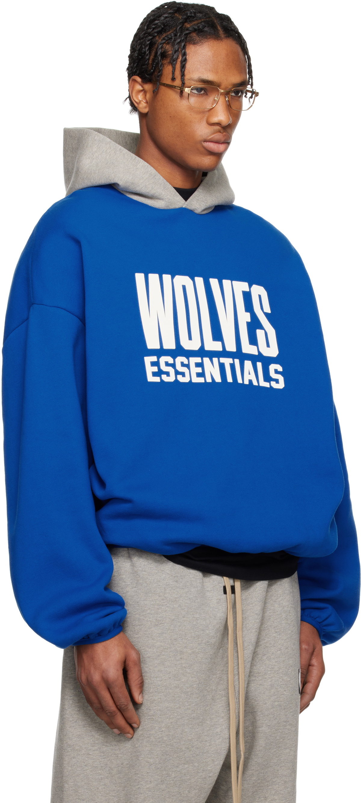 Fear of God ESSENTIALS Blue & Gray NBA Wolves Pull Over Hoodie